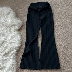 Aerie Black Ribbed Flare Leggings